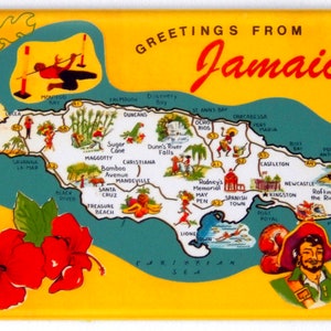 Greetings from Jamaica Map Fridge Magnet