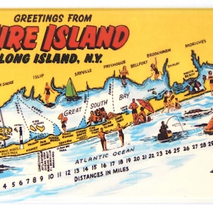 Aimant de réfrigérateur Salutations de Fire Island New York (carte)