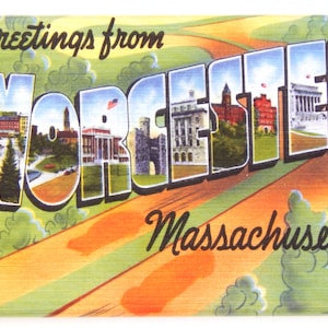 Greetings from Worcester Massachusetts Fridge Magnet &quot;style A&quot;