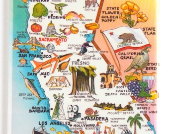 カリフォルニアからの挨拶冷蔵庫マグネット（地図）