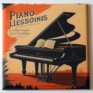 Piano Lessons Sign Fridge Magnet