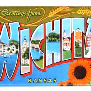 Greetings from Wichita Kansas Fridge Magnet &quot;style A&quot;