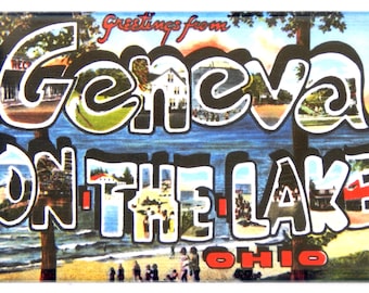 Greetings from Geneva on the Lake Ohio Fridge Magnet "style A"