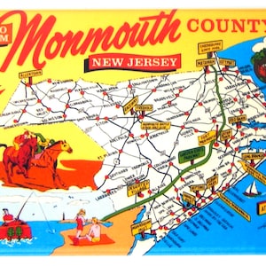 Greetings from Monmouth County New Jersey Map Fridge Magnet