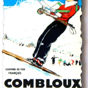 Combloux France Travel Poster Fridge Magnet (wood style)