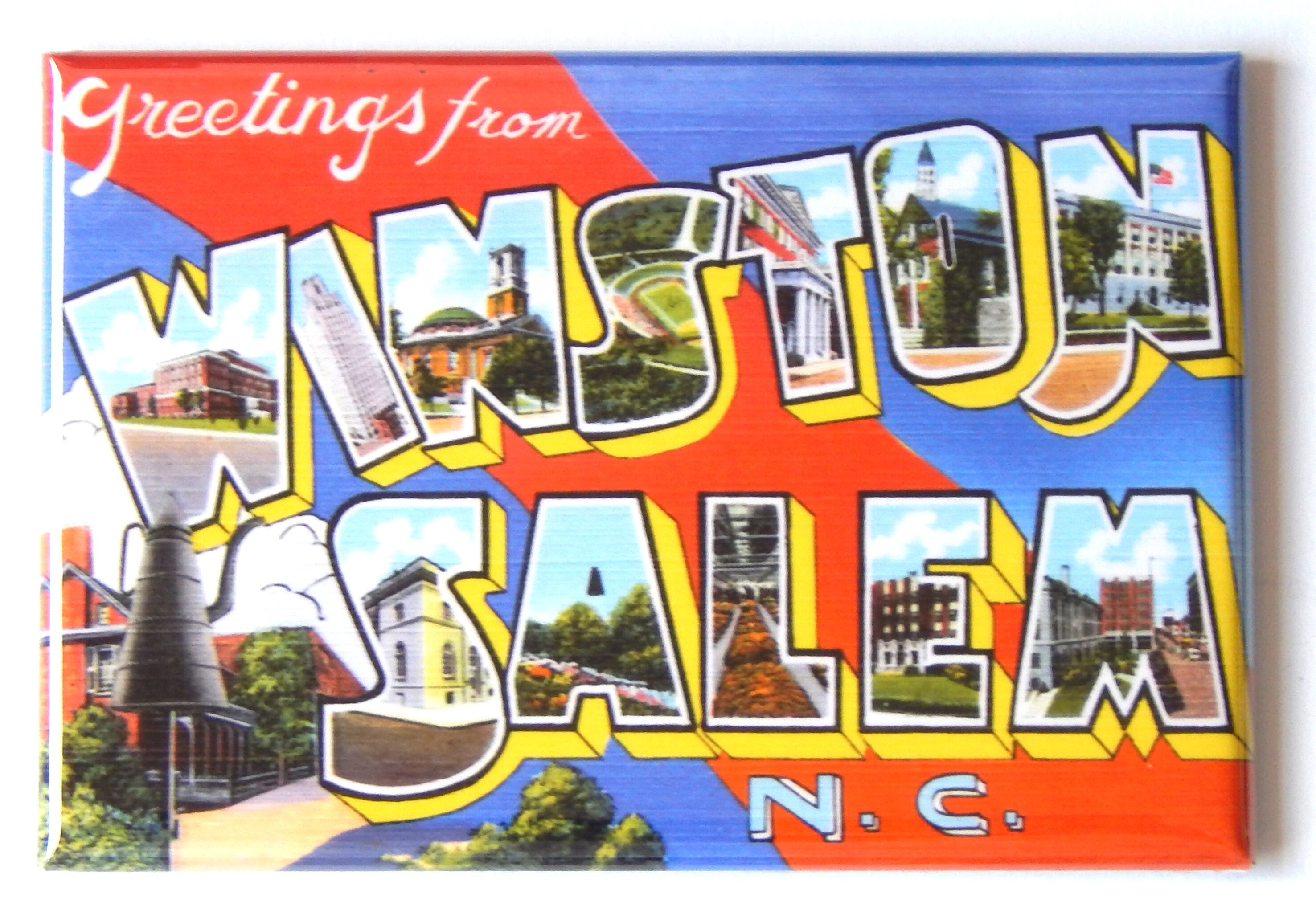Greetings From Raleigh NC Vintage Postcard 2" X 3" Fridge Magnet. 