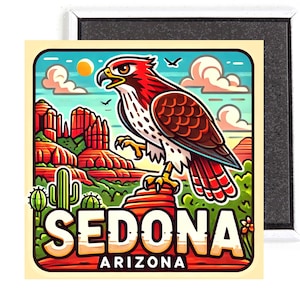 Sedona Arizona Travel Souvenir Fridge Magnet (red tailed hawk)