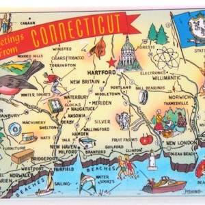 Greetings from Connecticut Fridge Magnet (map)