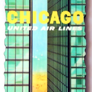 Chicago Illinois Travel Poster Fridge Magnet (wood, style B)