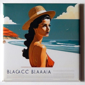 Woman Relaxing at Beach Fridge Magnet &quot;style A&quot;