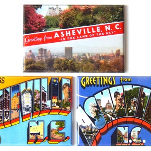Greetings from Asheville North Carolina Fridge Magnet Set