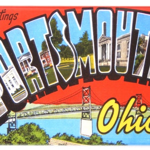 Greetings from Portsmouth Ohio Fridge Magnet &quot;style A&quot;