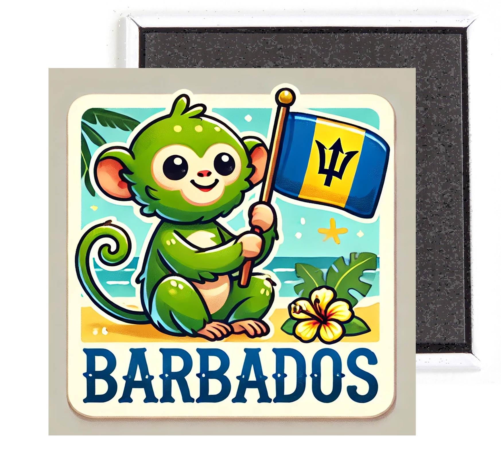 Magnete Da Frigo Barbados Bandiera Caraibi | Raro Souvenir Da Collezione In Vinile 6,3 X 8,9 Cm