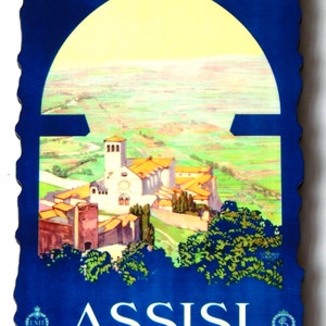 Assisi Italy Travel Poster Fridge Magnet (wood style)