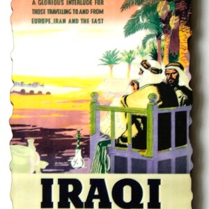 Iraq Travel Poster Fridge Magnet (wood style A)