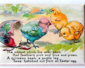 Colored Easter Chick and Egg Fridge Magnet