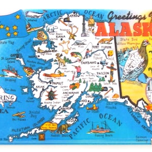 Imán para nevera Saludos desde Alaska (mapa)