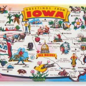 Saludos desde Iowa Imán para nevera (mapa)