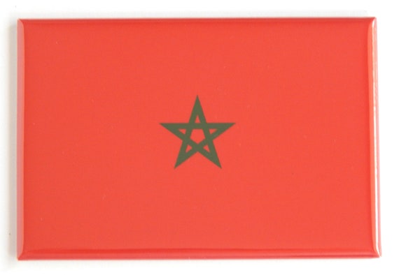 Magnete Frigorifero Bandiera Del Marocco - Decorazione In Plastica Acrilica 8,9x6,3 Cm - Foto 1