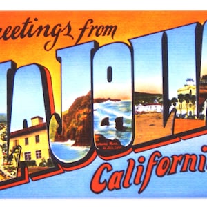 Saluti dalla calamita da frigo La Jolla California &quot;stile B&quot;