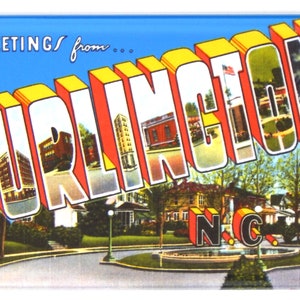 Greetings from Burlington North Carolina Fridge Magnet