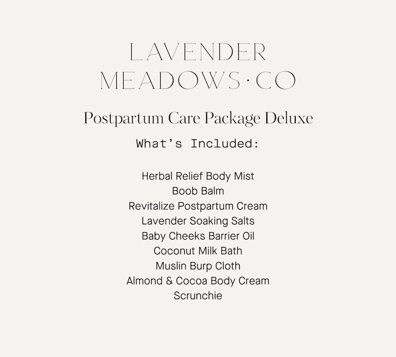 Postpartum Care Package Deluxe Baby Shower Gift that Moms Need Organic Ingredients for New Mom Recovery New Mom Gift Box image 2