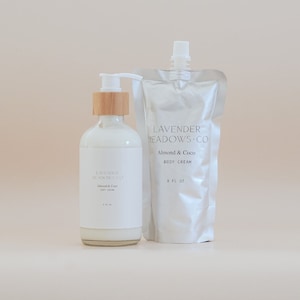 Almond & Coco Body Cream; Raw Cocoa Butter, Refillable, Organic