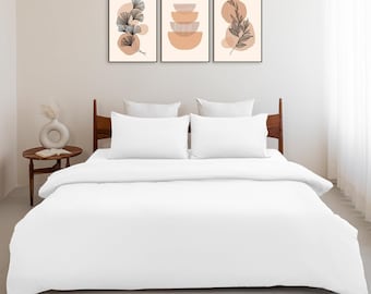 Ensemble de draps en percale de coton bio, drap-housse, drap plat et taies d'oreiller, ensemble housse de couette, linge de lit vif et frais pour cadeau de Noël