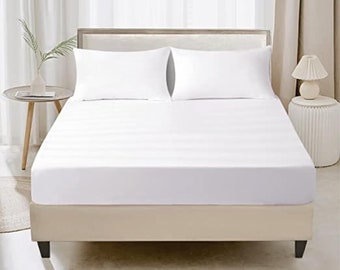 1000 Thread Count Fitted Bedsheet, Original Premium Egyptian Cotton Deep Pocket Fully Elastic Bed Sheet