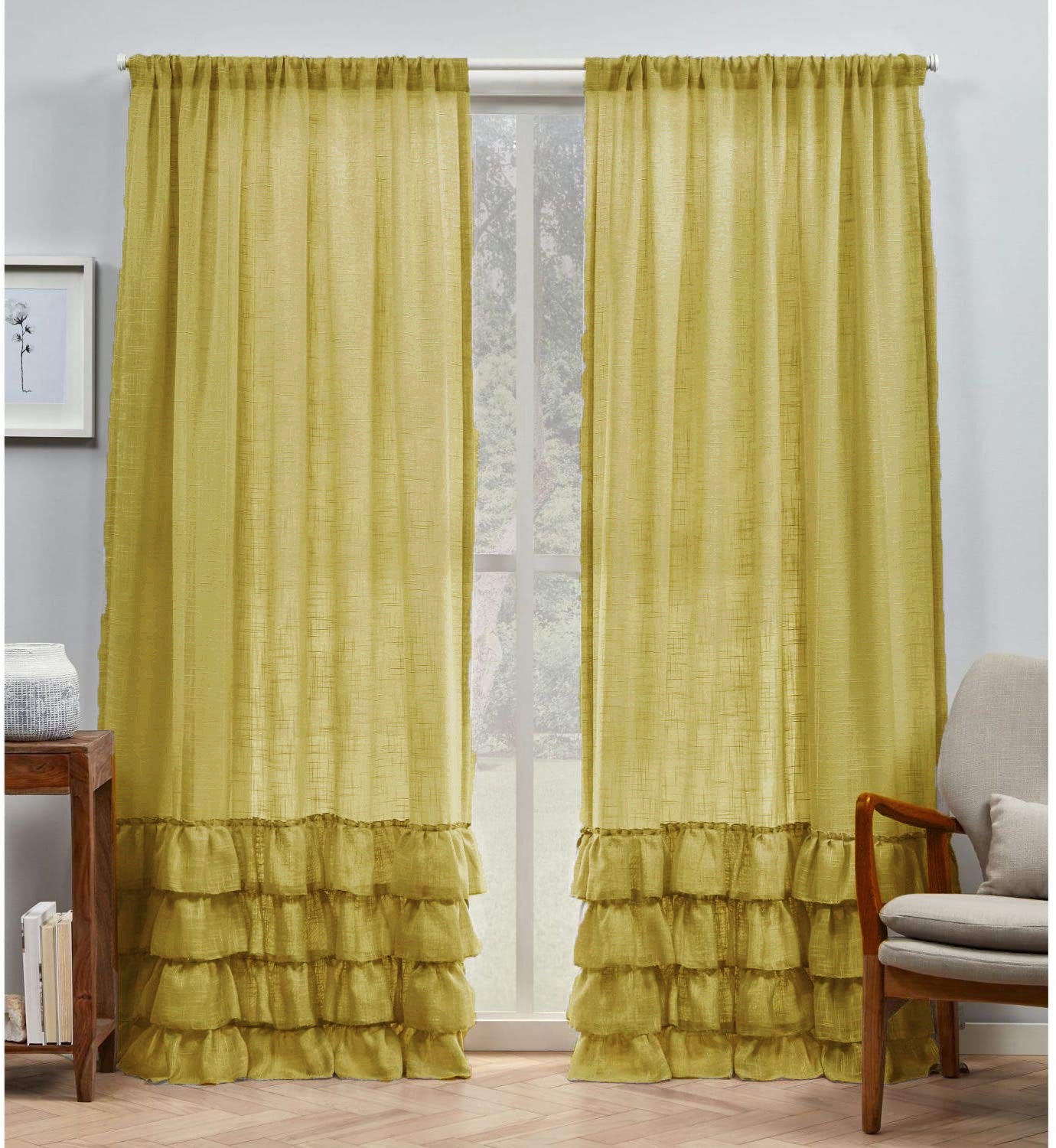 Bohemian Frill Ruffle Curtains Linen Curtains White Ruffle Etsy