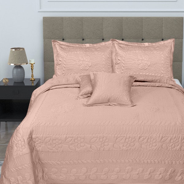 Ensemble couvre-lits et couvre-lits en bambou lin-walas - Le plus doux et le plus rafraîchissant - Couvre-lit brodé, couvre-lit matelassé, literie luxueuse, lit design