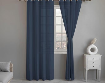 Linenwalas Set of 2 Sheer Curtains, Organic Cotton Linen Curtain, Rod Pocket and Back Loop Top, Grommet Top, Light Filtering Sheer Drapes