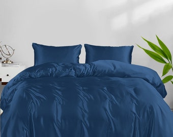 Linenwalas 100% Organic Bamboo Silk Duvet Cover Shams cover Set, Conceal Zipper, Softest Bedding Set, Gift for Her.