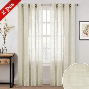 Linenwalas Sheer Curtains Cotton linen with Grommets, Non Blackout Curtains, Set of 2 Curtains, Solid Sheer Curtains with Eyelet Rings.