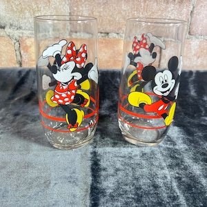 Vintage Disney Mickey Mouse and Minnie Glasses