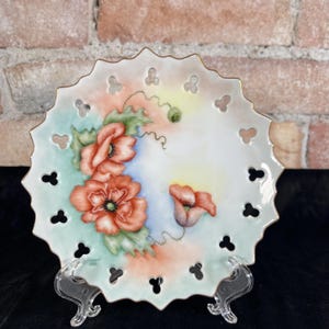 Vintage Flower Hand Painted Decorative Plate (1977)