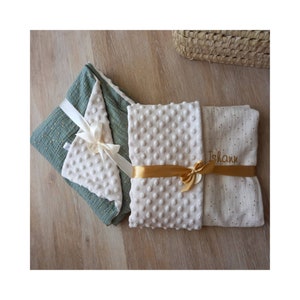 Gold & minky cotton gauze baby blanket or plaid to create