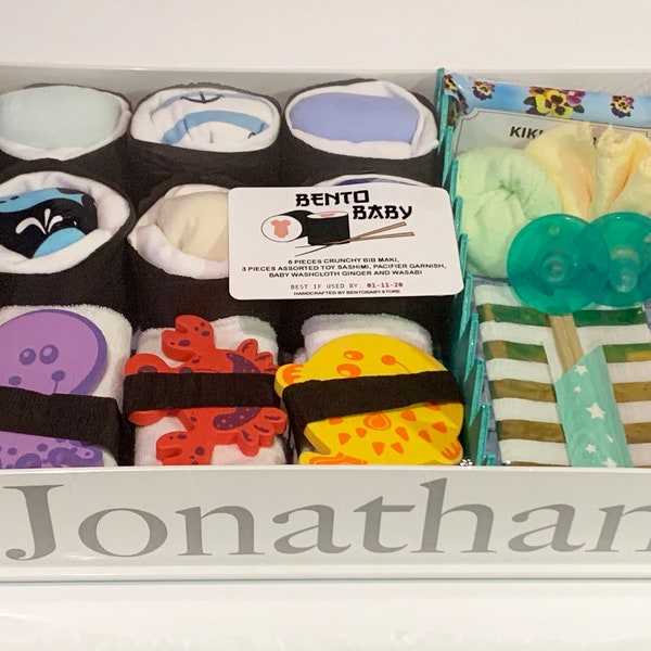 Bento Baby Box- Baby boy gift with sushi made of baby clothes, toys and basics! Great  baby shower gift