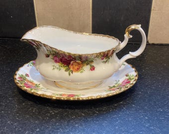Royal Albert Old Country Roses gravy boat and underplate