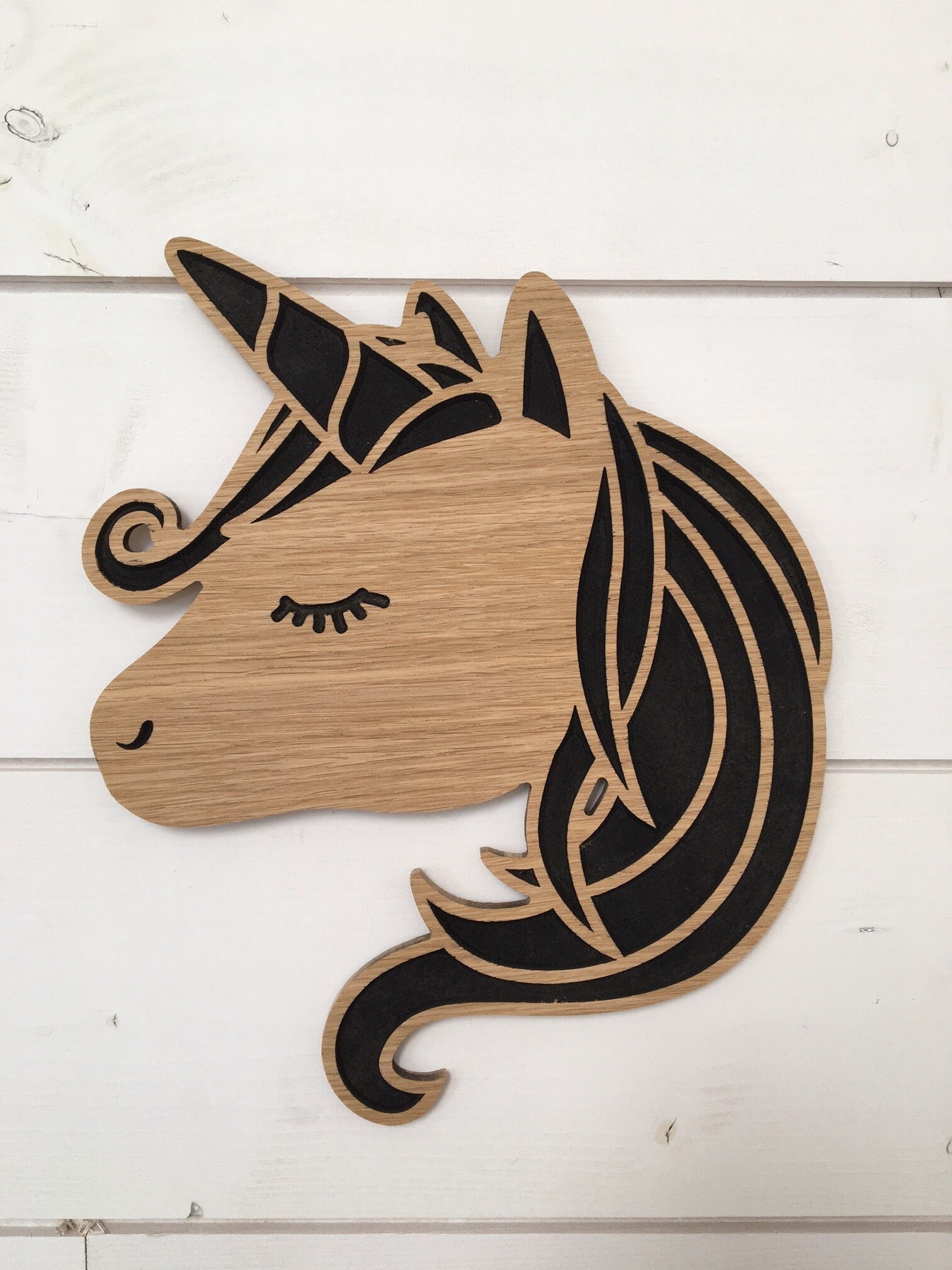 Licorne à Accrocher - Unicorn Décoration Murale en Bois