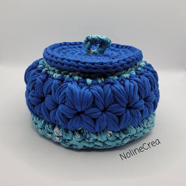 Corbeille de rangement bleu, Panier de rangement au crochet