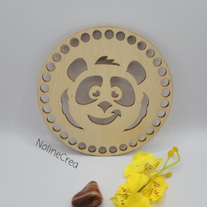 Round carved wooden panda pattern base, round wooden base for hook, pre-drilled wooden circle 5.9inch, carved round wooden circle 5.9 inch