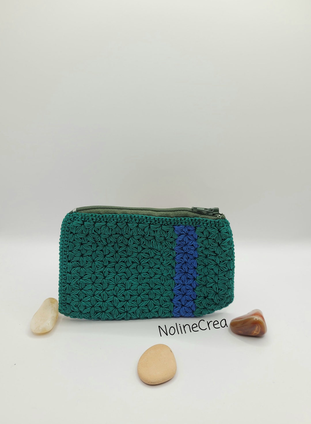 Green and Blue Change Purse, Green and Blue Crochet Purse - Etsy
