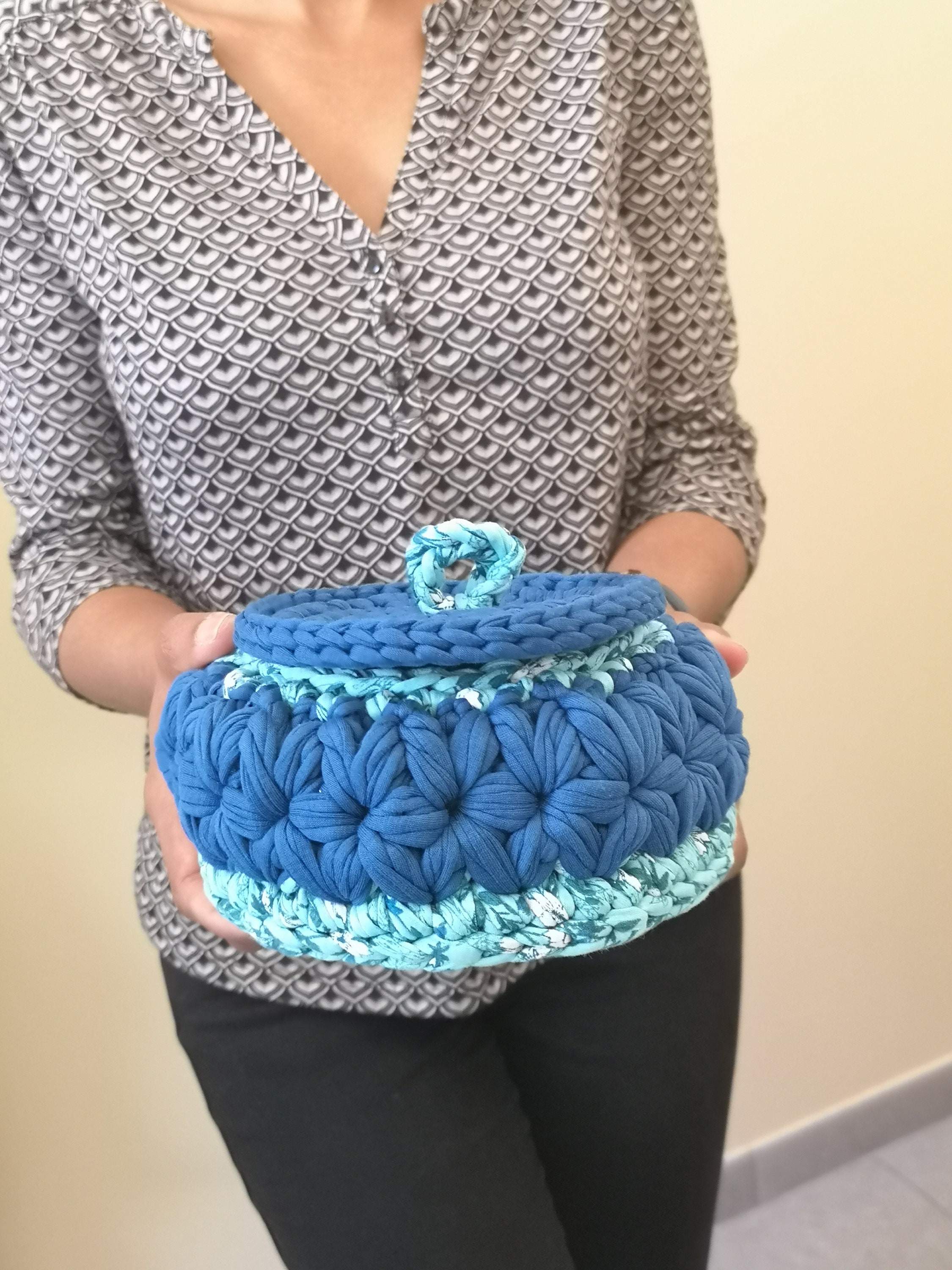 Cesta de almacenamiento azul cesta de almacenamiento de | Etsy