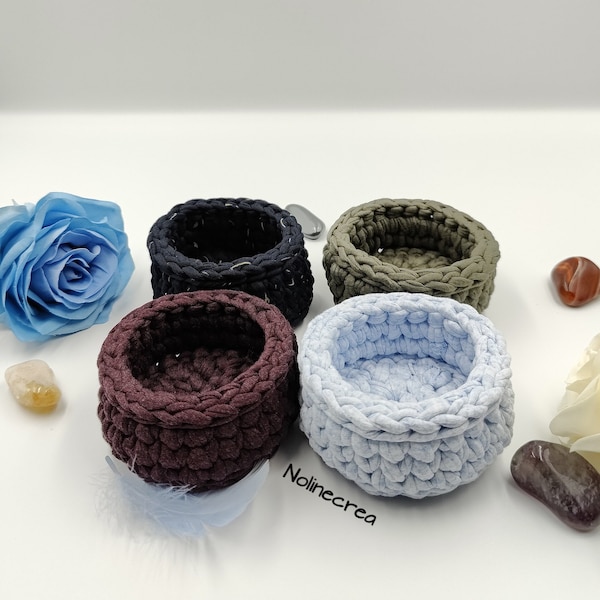 Petits pot vide poche au crochet, mini pots de rangement