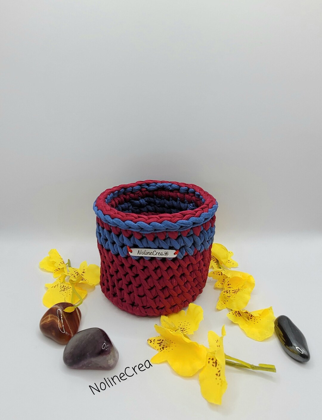 Red Storage Crochet Basket, Red Storage Jar Etsy