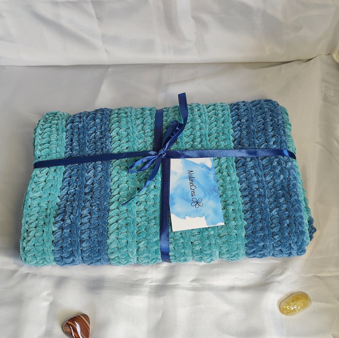 Crochet Baby Blanket, Twotone Baby Blanket, Chenille Yarn Baby Blanket