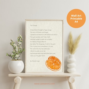 The Orange, By Wendy Cope Printable Poster - PDF