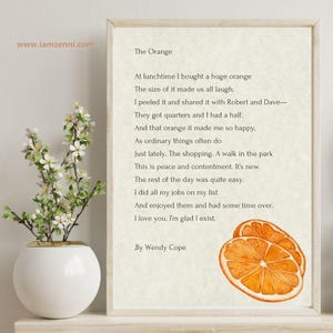 The Orange, by Wendy Cope Printable Poster - PDF - Etsy