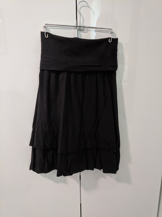 Y2K Bubble Hem Black Skirt - Gem